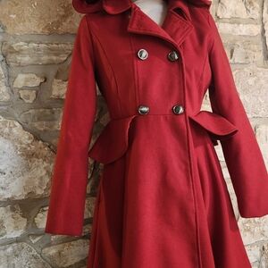 Copper Key Vibrant Red Pea Coat